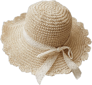 Women's Wide Brim Packable Straw Hat with Lace Bow