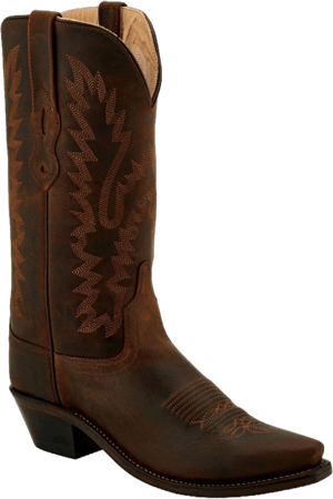 Old West Women's Distressed Snip Toe Leather Cowboy Boots