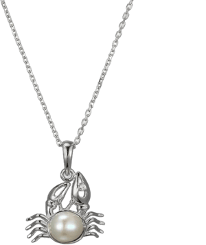 Sterling Silver Cultured Pearl and Sapphire Crab Necklace