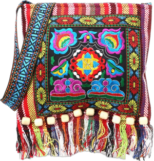 Faithtur Vintage Ethnic Tribal Embroidered Tassel Sling Crossbody Bag