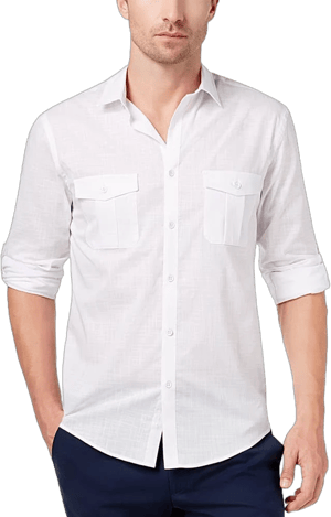 Men's Casual Linen Short Sleeve Button Down Shirt