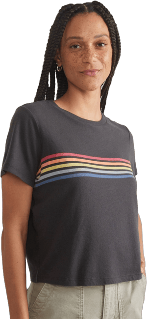 Marine Layer Women's Striped Graphic Cropped Tee