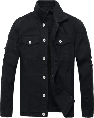 Men's Distressed Destroyed Slim Fit Trucker Denim Jacket