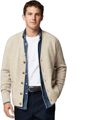 J.Crew Men's Brushed Wool V-Neck Cardigan Sweater