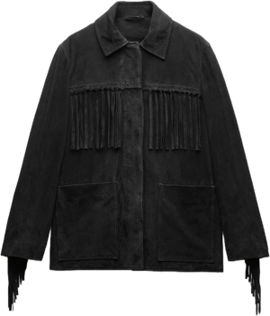 Zara Women's Fringed Suede Leather Jacket