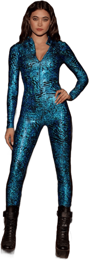 Metallic Blue Viper Foil Bodysuit