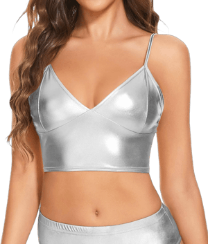 Metallic Crop Top Shiny Bra