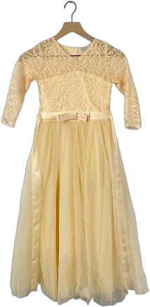 Vintage Cream Lace Full Tulle Maxi Dress Size 140/10