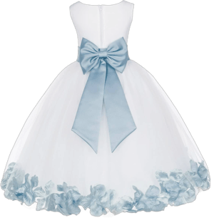 Tulle Flower Girl Dress with Rose Floral Petals