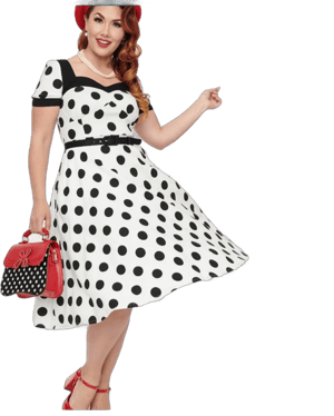 Unique Vintage 1950s Polka Dot Swing Dress