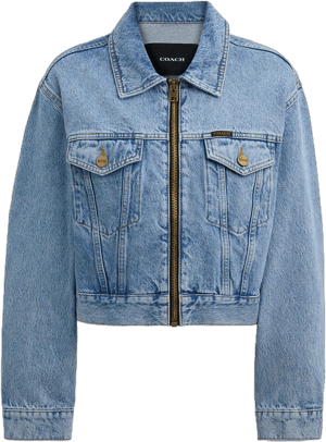 COACH Denim Crop Jacket In Organic Cotton Women's