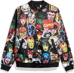 Marvel Heroes Heads Fanimation Satin Jacket