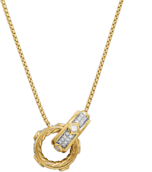 David Yurman Modern Renaissance Diamond Double Pendant Necklace in 18K Yellow Gold