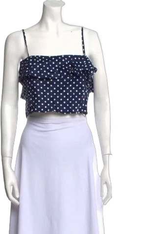 L'Academie Square Neckline Polka Dot Crop Top