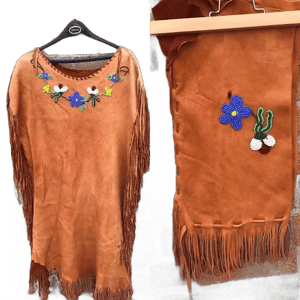 Native American Buckskin Beaded Dress W/ Gaiters Deerskin Ojibwe