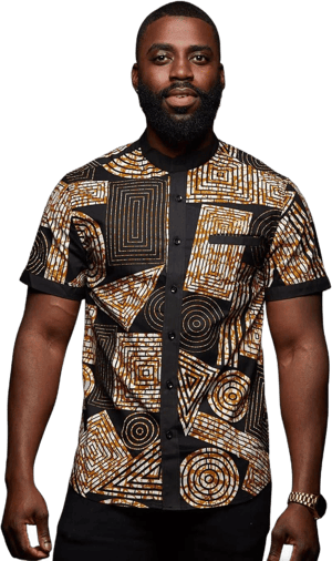 D'IYANU Olu Men's African Print Button-Up