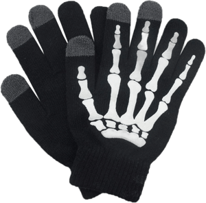 Glovion Halloween Skeleton Gloves for Women Touch Screen Gloves Unisex Skull Full Finger Gloves for Christmas Party Costume