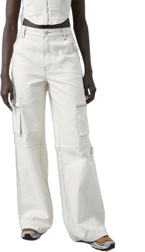 Women's Bone High Waisted Wide Leg Cargo Pants