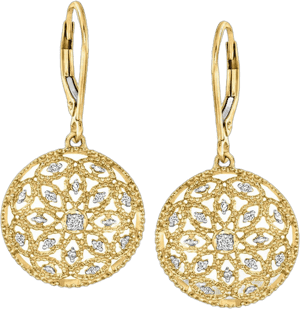 18kt Gold Over Sterling Diamond Circle Drop Earrings