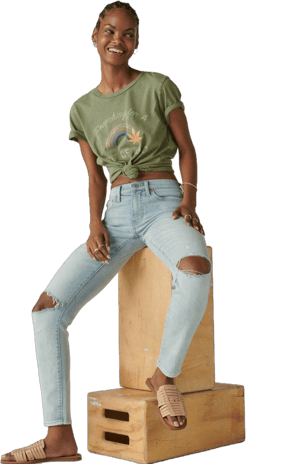 Lucky Brand Women's Ava Mid-Rise Ripped Skinny Jeans