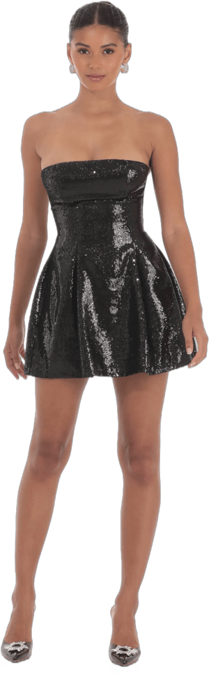 Lucy in The Sky Sequin Strapless Fit and Flare Dress