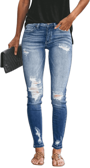 KUNMI Women's Ripped Stretchy Skinny Jeans