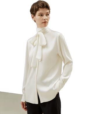 Women LILYSILK Silk Turtleneck Ribbon Blouse