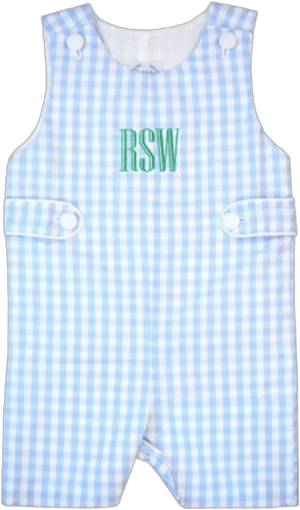 The Bella Bean Light Blue Gingham Easter Romper for Boys