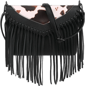 Vintage Leather Fringe Crossbody Purse