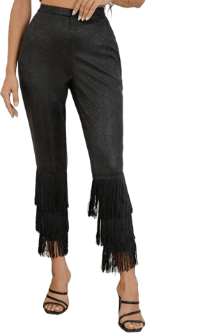 Women's Fringe Hem Elastic High Waisted Skinny Leggings