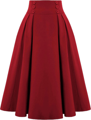 Belle Poque Women's Vintage High Waist Pleated Midi A-Line Skirt with Pockets