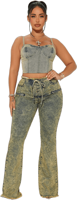 Fashion Nova Women's Know You Well Acid Wash Flare Jeans