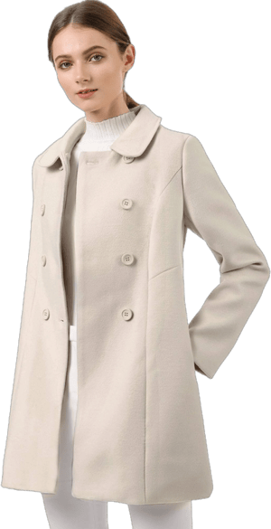 INSPIRE CHIC Women's Christmas Peter Pan Collar Double Breasted Long Trench Winter Pea Coat