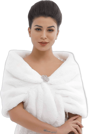 Aukmla Women's Rhinestone Fur Wrap