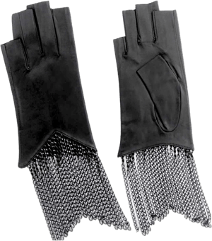 UrstadtSwan Fingerless Leather Chain Fringe Gloves