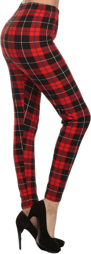 Leggings Depot Women's High Waisted Plaid Leggings