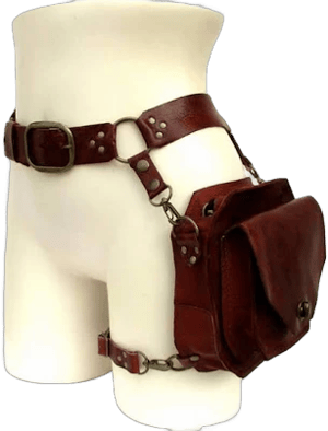 Renaissance Medieval Belt Satchel Pouch Bag Fanny Pack Gothic PU Leather Crossbody Messenger Bags Thigh Leg Hip Holster Purse Hiking Sport Chain