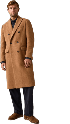 Men's Italian Peak Lapel Wool Topcoat