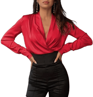 Coco Wrap in Divine Satin Pleated Front Blouse