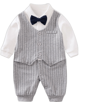 HUAANIUE Newborn Baby Boys Gentleman Romper One Piece Long Sleeve Bowtie Outfit Formal Wear Tuxedo Suit