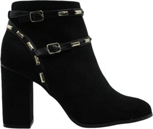 Thalia Sodi Womens Black Buckle Accent Studded Terrie Round Toe Block Heel Zip-Up Booties