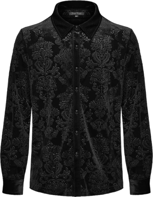 Punk Rave Men's Gothic Aristocrat Embossed Velvet Damask Shirt