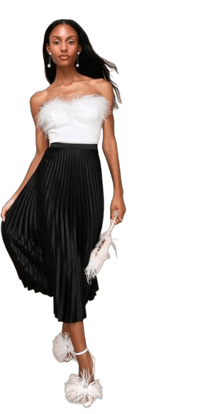 Lulus Satin Pleated Midi Skirt