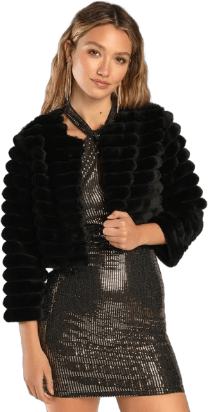 Lulus Cropped Faux Fur Jacket