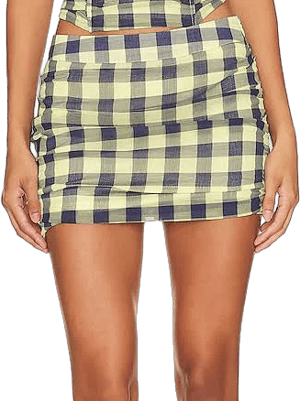 LIONESS 97 Check Mini Skirt in Lemon - size M