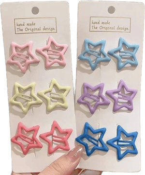 6Pcs Colorful Star Metal Hair Clips