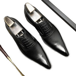 Grimentin Men's Stylish Pointed Toe Leather Dress Shoes