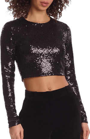 Commando Sequin Long Sleeve Crewneck Crop Top