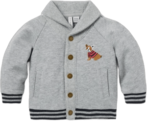 Janie and Jack Boys' Shawl Dog Icon French Terry Cardigan