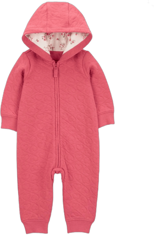 Carter's Baby Girls Heart Solid Cotton Blend Long-Sleeve Jumpsuit